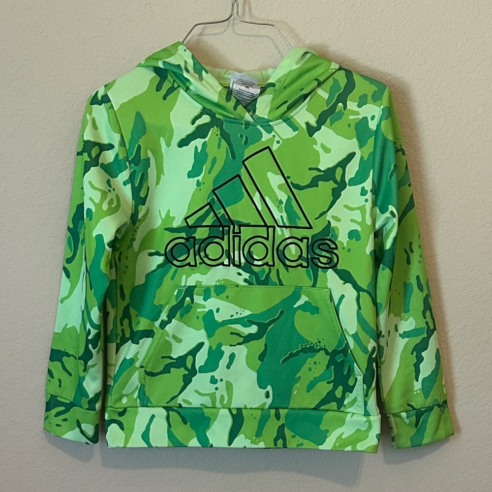 Kid’s Adidas Bright Green Camo Hoodie | Small 8